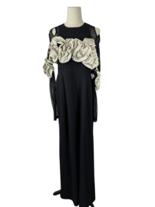 ruffled bustier pants dress