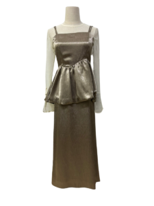 ワッシャーサテンペプラムキャミドレス