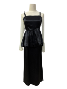 ワッシャーサテンペプラムキャミドレス