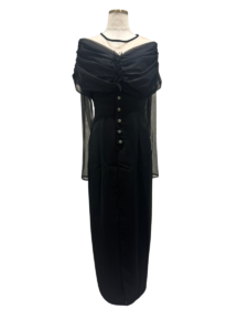 sheer gathered column dress