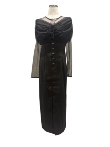 sheer gathered column dress
